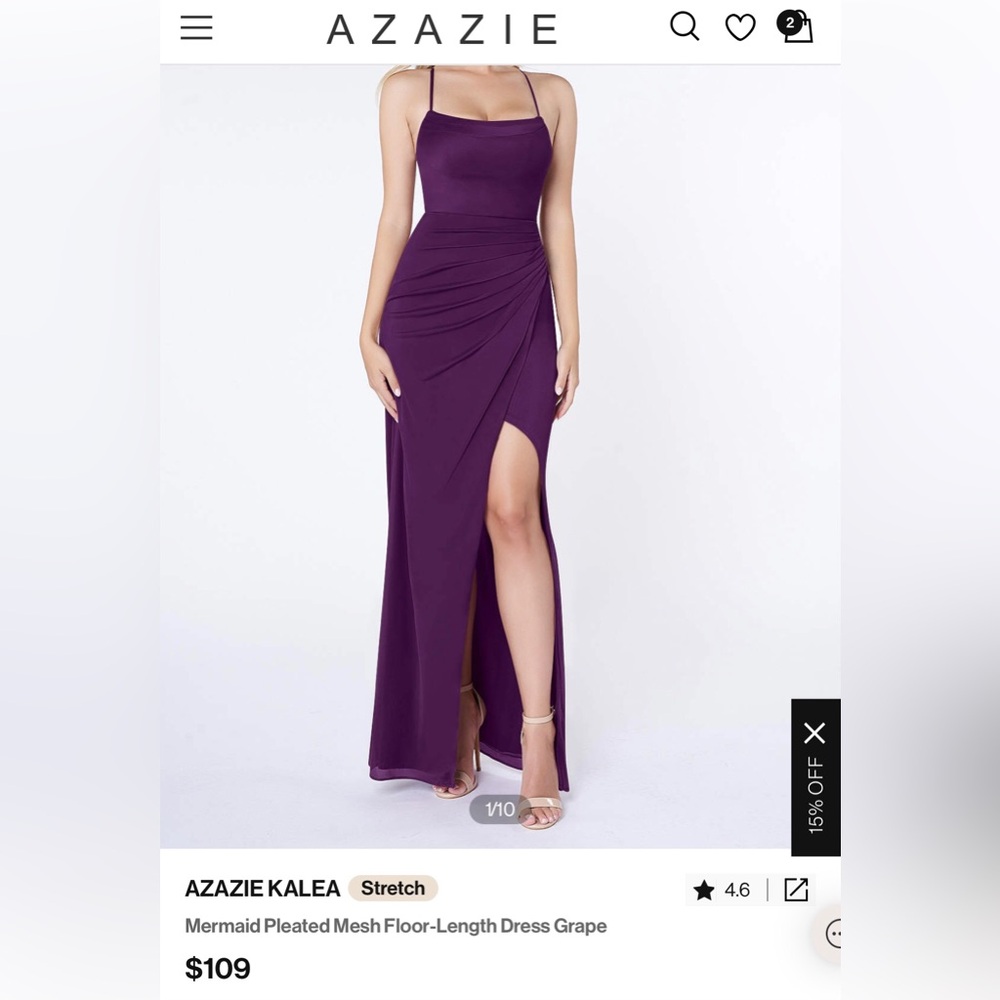 Azazie Kalea Bridesmaids Gown In the Color Grape